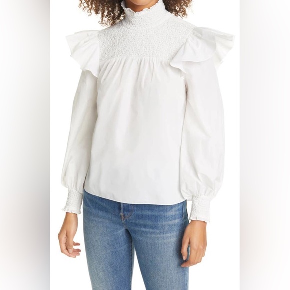 Cinq a Sept River Smocked Yoke Top in Ivory - NWT - Small - Picture 8 of 8